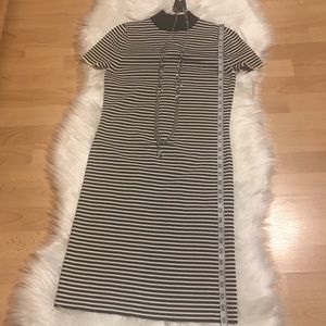 - Michael Kors bodycon dress stretchy black and white striped high neck …